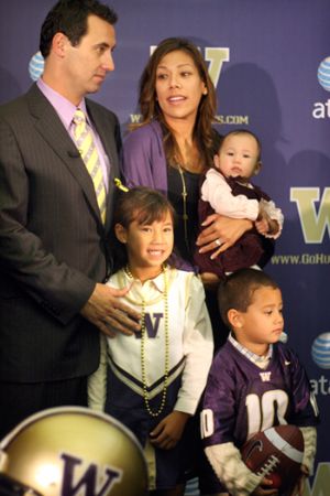 Stephanie Sarkisian with her ex-husband and children